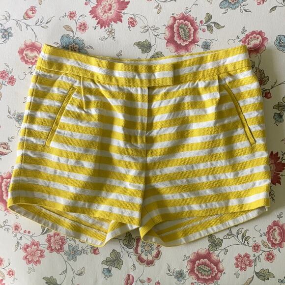 J. Crew Yellow & White Striped Shorts, Size 2 - Picture 1 of 6